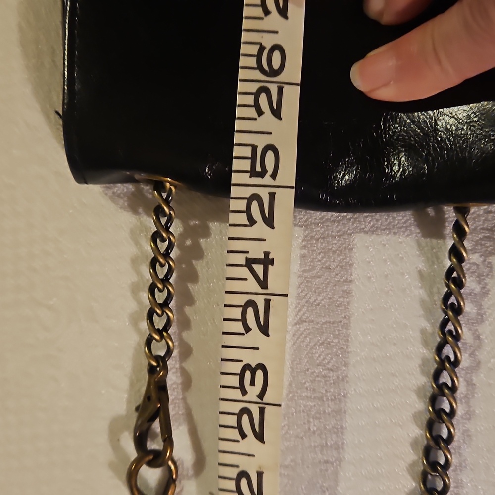 HOBO Black Leather Crossbody with Gold Chain and Turn-Lock - Picture 8 of 8